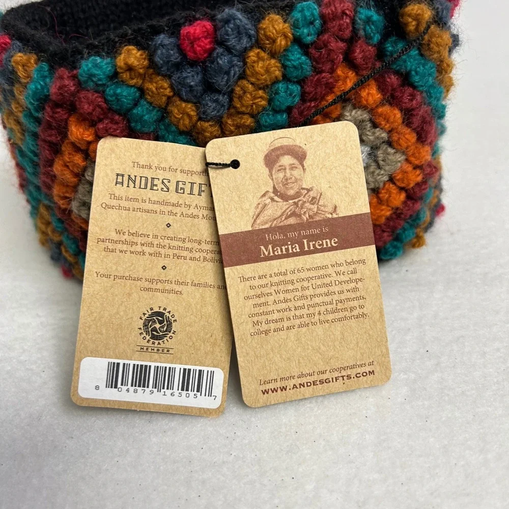 Boho Andes Gifts Womens OS Multi Color‎ Alpaca Blend Popcorn Knit Headband NWT